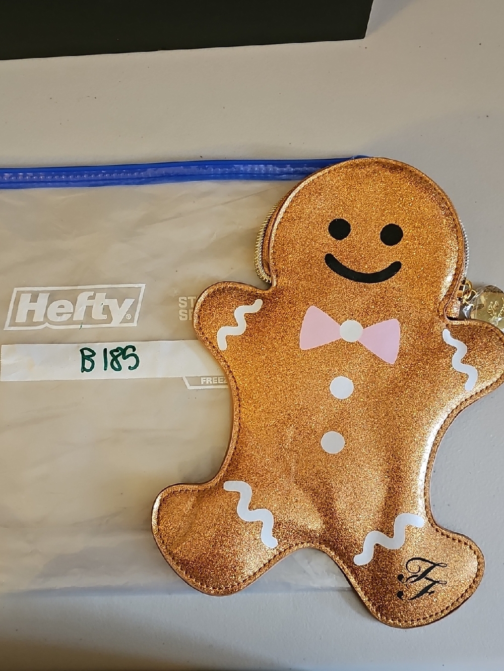 Gingerbread Glitter Coin Purse - Rose Gold